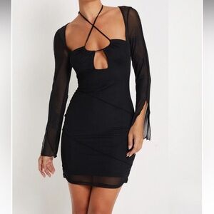 Motel Rocks Naisa Mini Dress in Mesh Black Sz S
